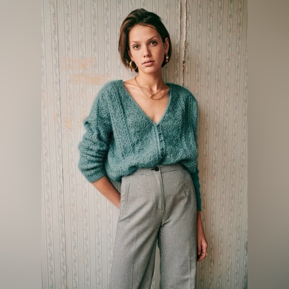 Sezane Pants - Sézane Martin houndstooth black white pants size 14